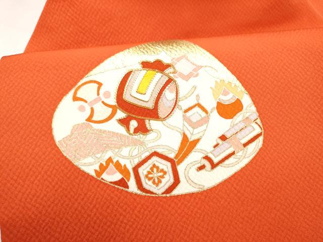 平和屋着物●九寸名古屋帯　刺繍　貝合せ宝尽くし文　金彩　正絹　逸品　CABI9149hy