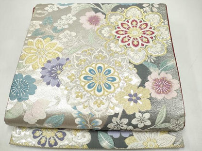 平和屋着物●六通柄袋帯　正倉院花文　金銀糸　正絹　逸品　CABI9152hy