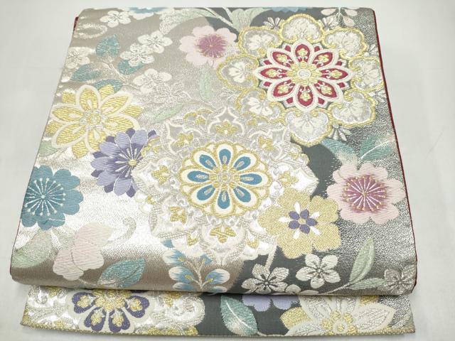 平和屋着物●六通柄袋帯　正倉院花文　金銀糸　正絹　逸品　CABI9152hy