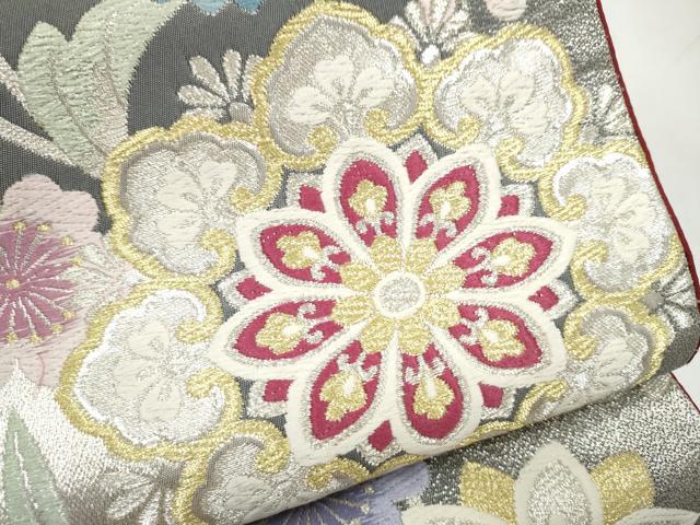 平和屋着物●六通柄袋帯　正倉院花文　金銀糸　正絹　逸品　CABI9152hy