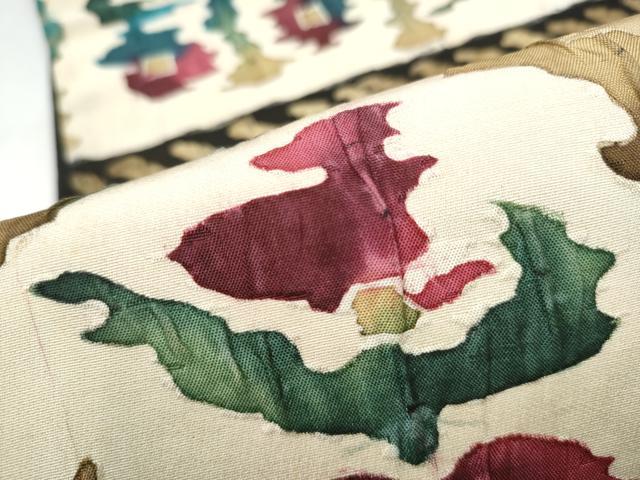 平和屋着物●六通柄袋帯　ふくれ織　横段花文　正絹　逸品　CABI9153hy