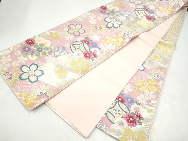 平和屋着物●六通柄袋帯　唐織　七宝花文　金銀糸　正絹　逸品　CABI9154hy