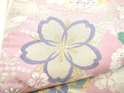 平和屋着物●六通柄袋帯　唐織　七宝花文　金銀糸　正絹　逸品　CABI9154hy
