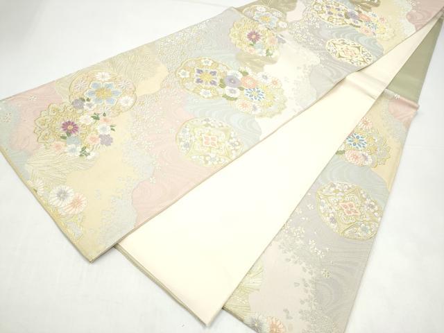 平和屋着物●六通柄袋帯　唐織　正倉院花文　金銀糸　正絹　逸品　CABI9156hy