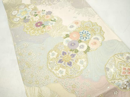 平和屋着物●六通柄袋帯　唐織　正倉院花文　金銀糸　正絹　逸品　CABI9156hy