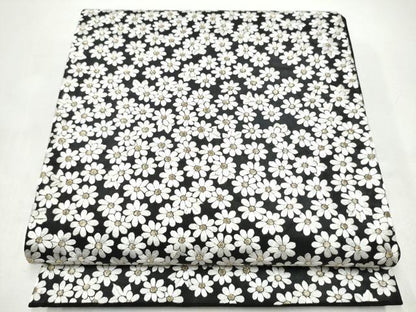 平和屋着物●袋帯　総刺繍　舞花文　黒地　金糸　正絹　逸品　CABI9159hy