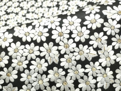 平和屋着物●袋帯　総刺繍　舞花文　黒地　金糸　正絹　逸品　CABI9159hy
