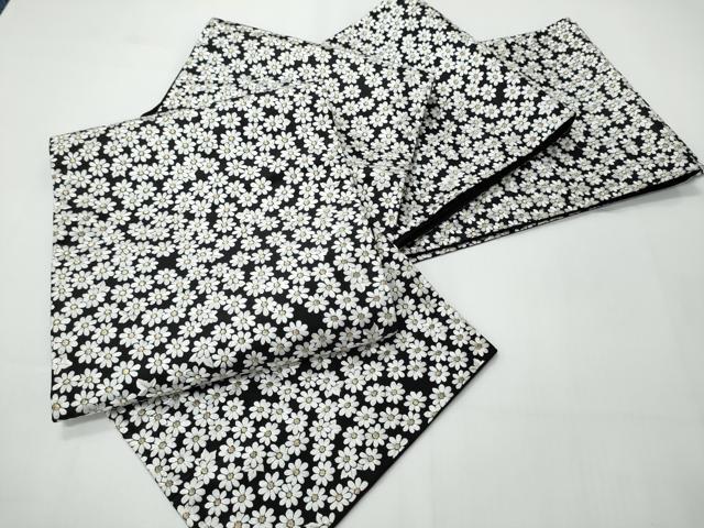 平和屋着物●袋帯　総刺繍　舞花文　黒地　金糸　正絹　逸品　CABI9159hy