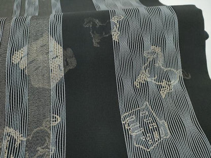 平和屋着物●両面　全通柄袋帯　馬　黒地　金糸　正絹　逸品　CABI9164hy
