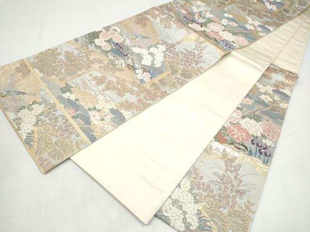 平和屋着物●六通柄袋帯　唐織　九百錦　花鳥春秋屏風文　金糸　正絹　逸品　CABI9176hy