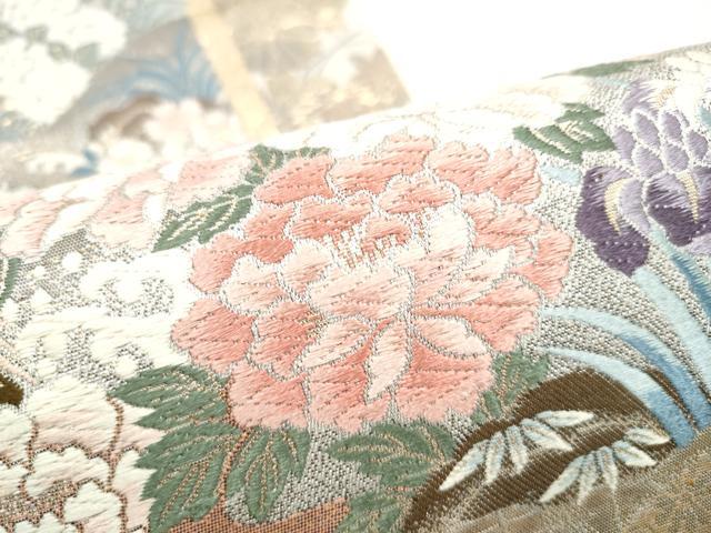 平和屋着物●六通柄袋帯　唐織　九百錦　花鳥春秋屏風文　金糸　正絹　逸品　CABI9176hy