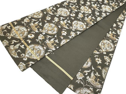 平和屋着物●全通柄　本袋帯　飛鶴更紗花文　金糸　松坂屋扱い　正絹　逸品　CABI9177hy