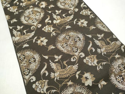 平和屋着物●全通柄　本袋帯　飛鶴更紗花文　金糸　松坂屋扱い　正絹　逸品　CABI9177hy