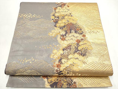 平和屋着物●西陣の名門　加納幸謹製　六通柄袋帯　唐織　松竹梅　金糸　正絹　逸品　CABI9178hy