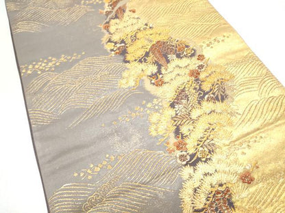 平和屋着物●西陣の名門　加納幸謹製　六通柄袋帯　唐織　松竹梅　金糸　正絹　逸品　CABI9178hy