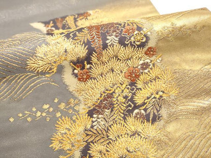 平和屋着物●西陣の名門　加納幸謹製　六通柄袋帯　唐織　松竹梅　金糸　正絹　逸品　CABI9178hy