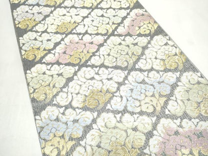 平和屋着物●六通柄袋帯　唐織　菱唐草文　金糸　正絹　逸品　CABI9181hy