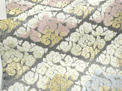 平和屋着物●六通柄袋帯　唐織　菱唐草文　金糸　正絹　逸品　CABI9181hy