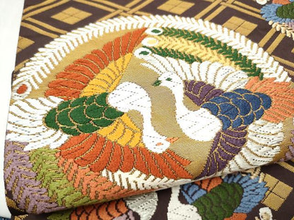 平和屋着物●六通柄袋帯　唐織　鳳凰丸文　金銀糸　正絹　逸品　CABI9182hy