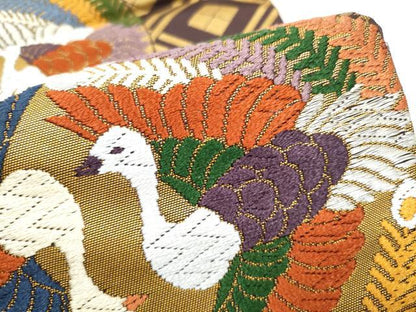 平和屋着物●六通柄袋帯　唐織　鳳凰丸文　金銀糸　正絹　逸品　CABI9182hy