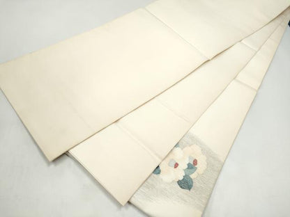 平和屋着物●西陣　杉村謹製　太鼓柄袋帯　すくい織　椿　証紙付き　正絹　逸品　CABI9183hy