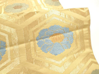 平和屋着物●全通柄袋帯　唐織　亀甲花文　正絹　逸品　CABI9184hy