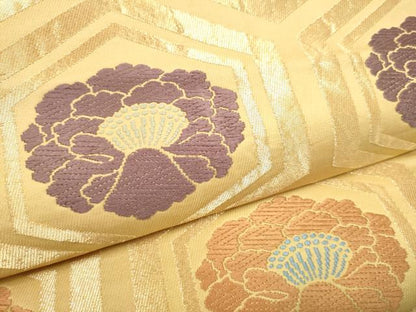 平和屋着物●全通柄袋帯　唐織　亀甲花文　正絹　逸品　CABI9184hy