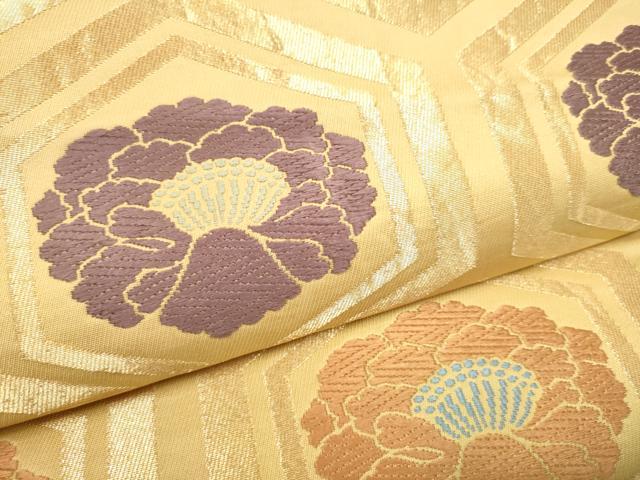平和屋着物●全通柄袋帯　唐織　亀甲花文　正絹　逸品　CABI9184hy