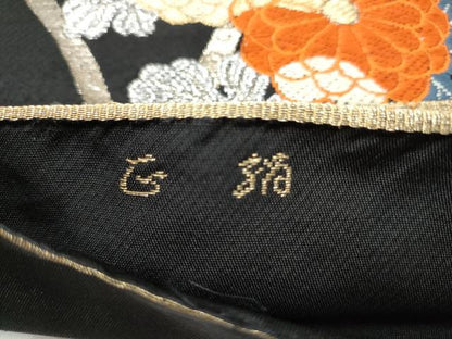平和屋着物●六通柄　本袋帯　唐織　立涌草花文　黒地　金銀糸　正絹　逸品　CABI9185hy