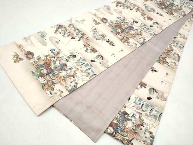 平和屋着物●全通柄袋帯　戦国時代　武士　正絹　逸品　CABI9187hy