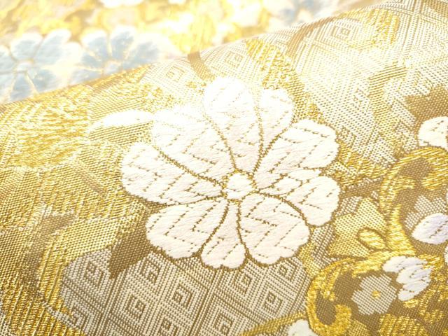 平和屋着物●六通柄袋帯　唐織　草花文　金糸　正絹　逸品　CABI9188hy