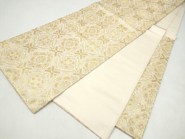 平和屋着物●六通柄袋帯　唐織　天井花文　金銀糸　正絹　逸品　CABI9189hy