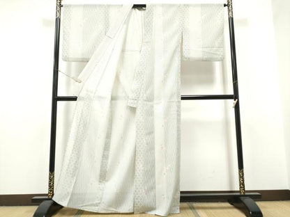 平和屋着物＊夏物　小紋　紗　立涌舞梅文　洗える着物　CABI9193hy