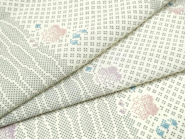 平和屋着物＊夏物　小紋　紗　立涌舞梅文　洗える着物　CABI9193hy