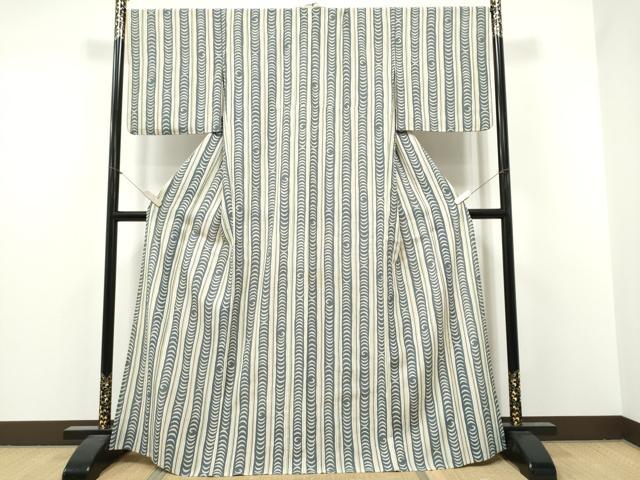 平和屋着物＊夏物　世界的ファッションデザイナー　山本寛斎　kansaiブランド　小紋　紗　幾何学間道　洗える着物　CABI9194hy