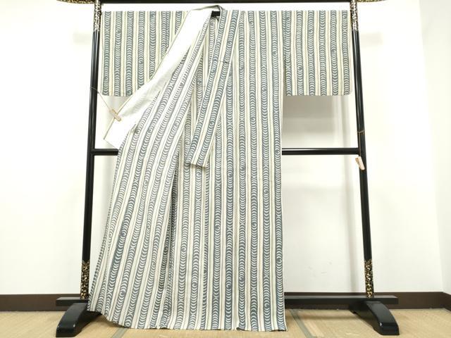 平和屋着物＊夏物　世界的ファッションデザイナー　山本寛斎　kansaiブランド　小紋　紗　幾何学間道　洗える着物　CABI9194hy