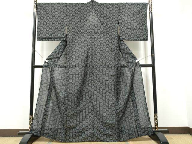 平和屋着物＊夏物　小紋　縦絽　菊　暈し染め　洗える着物　CABI9195hy