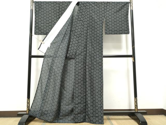 平和屋着物＊夏物　小紋　縦絽　菊　暈し染め　洗える着物　CABI9195hy