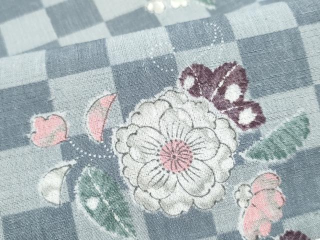 平和屋着物＊夏物　小紋　紗　辻が花　洗える着物　CABI9197hy