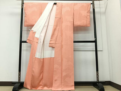 平和屋着物■上質な色無地　雲取り地紋　肉桂色　正絹　逸品　CABI9226ua