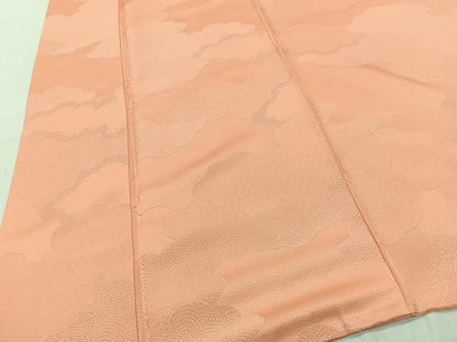 平和屋着物■上質な色無地　雲取り地紋　肉桂色　正絹　逸品　CABI9226ua