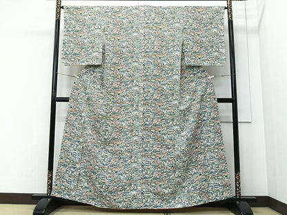平和屋着物■上質な小紋　型染め　風景文　正絹　逸品　未使用　CABI9229ua