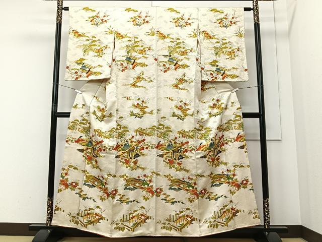 平和屋着物■訪問着　人物風景文　金糸　正絹　逸品　CABI9231ua