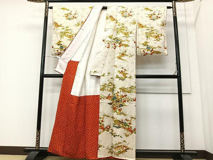 平和屋着物■訪問着　人物風景文　金糸　正絹　逸品　CABI9231ua