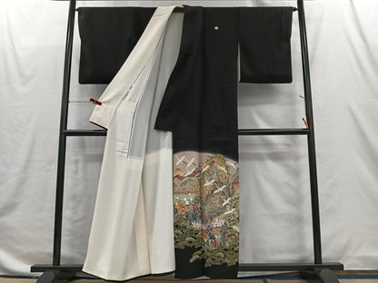 平和屋着物■豪華黒留袖　作家物　飛鶴風景文　暈し染め　正絹　逸品　CABI9235ua