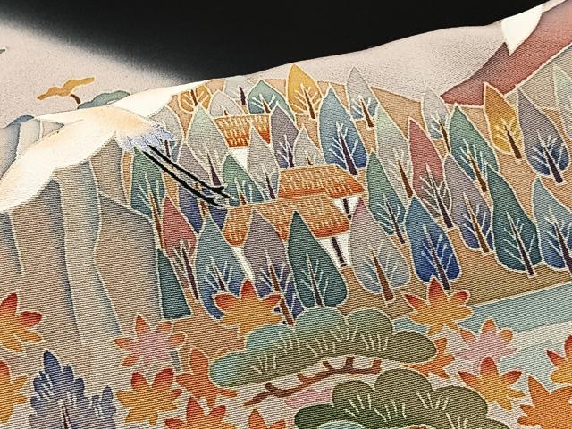 平和屋着物■豪華黒留袖　作家物　飛鶴風景文　暈し染め　正絹　逸品　CABI9235ua