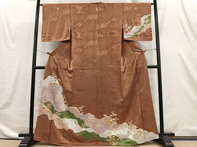 平和屋着物■訪問着　流水草花文　正絹　逸品　CABI9237ua