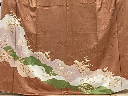 平和屋着物■訪問着　流水草花文　正絹　逸品　CABI9237ua