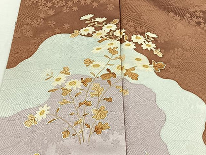 平和屋着物■訪問着　流水草花文　正絹　逸品　CABI9237ua