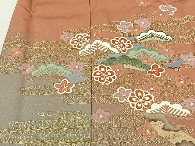 平和屋着物■訪問着　流水花松文　暈し染め　金彩　正絹　逸品　CABI9239ua